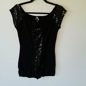 Black night out top with sequins size medium